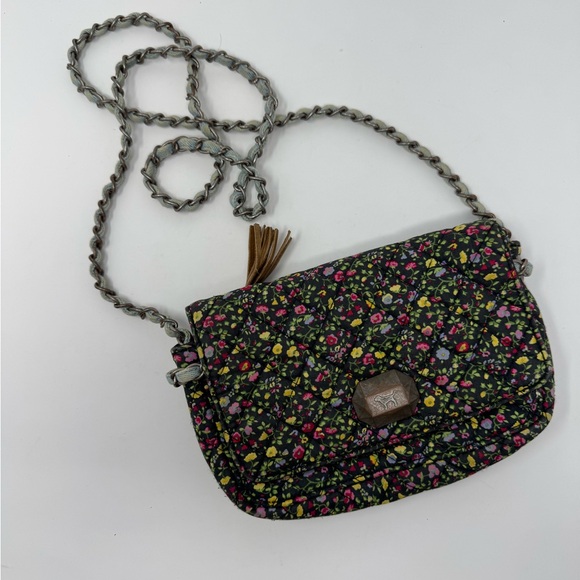 PINK Victoria's Secret Handbags - VS‎ Pink floral crossbody purse, denim woven chain strap, Victoria’s Secret, bag